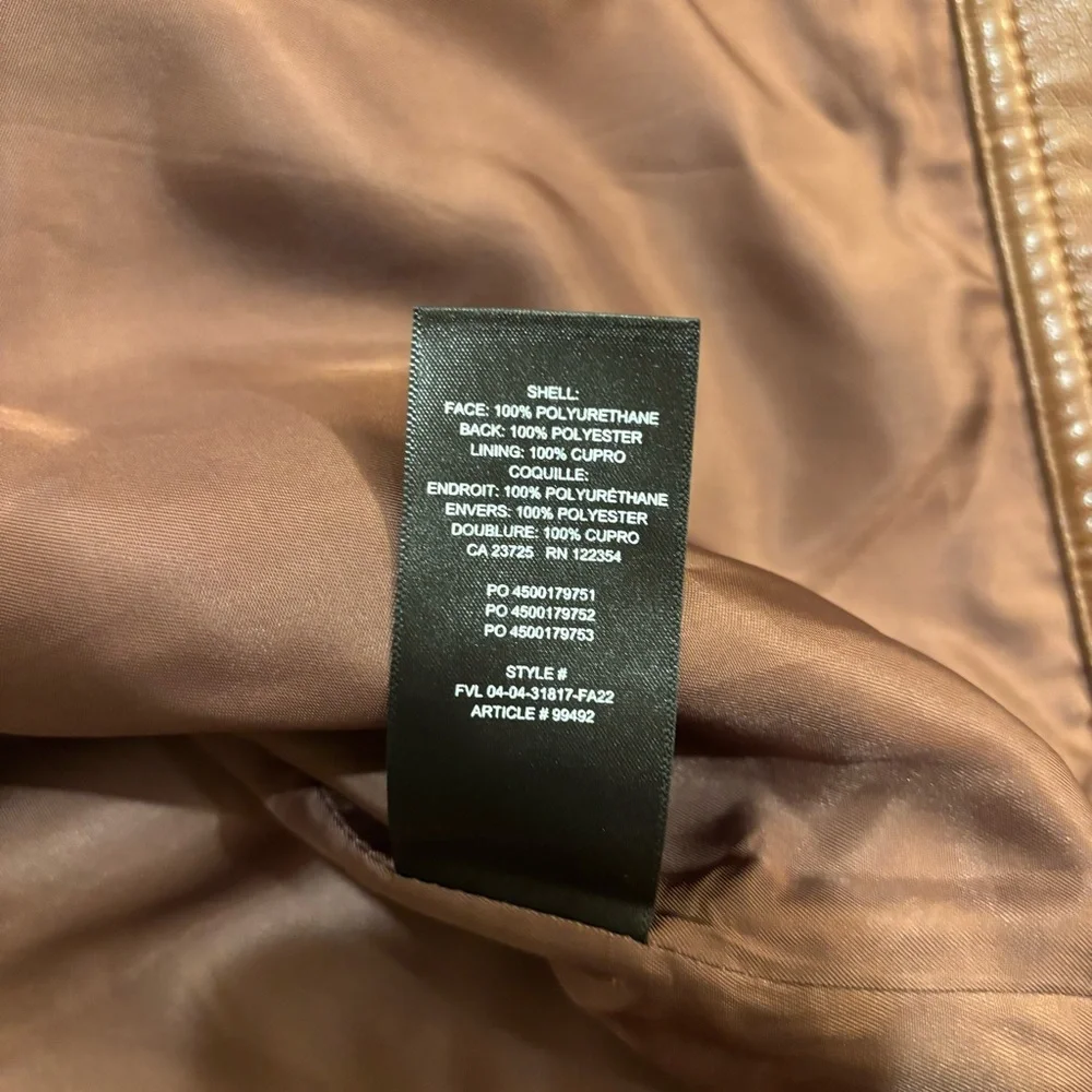 Wilfred Aritzia Vegan Leather Moto Cropped Jacket Brown Womens XS